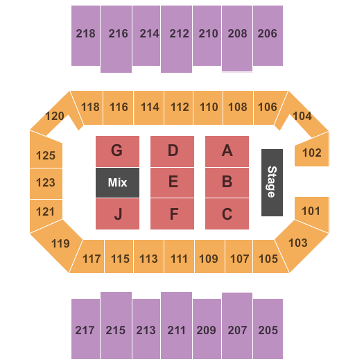 George M Sullivan Sports Arena Seating Chart: End Stage