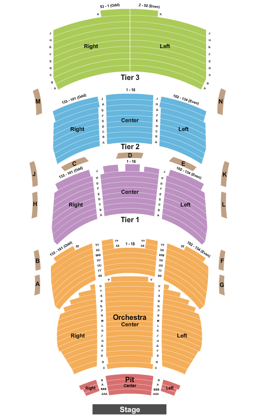 Delta Hall at The George S. and Dolores Dore Eccles Theater Seating Chart: Endstage Pit