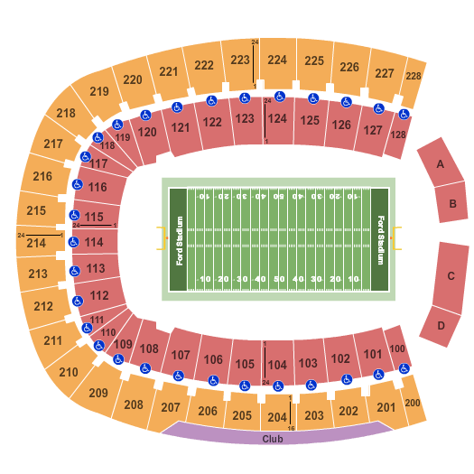 Gerald J. Ford Stadium Seating Chart: Football