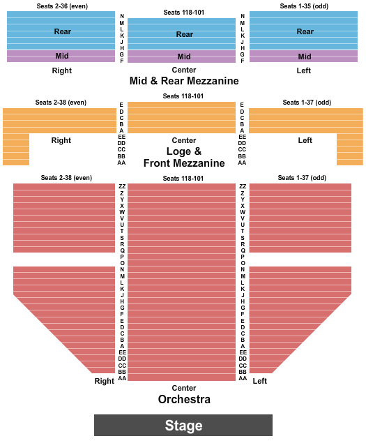 Gershwin Theatre Seating Chart: Endstage 1