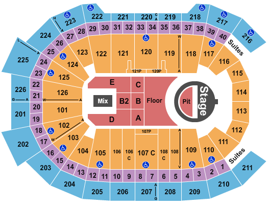 Giant Center Seating Chart: 5 Seconds of Summer