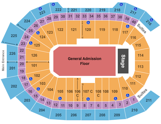 Giant Center Seating Chart: Endstage GA Floor