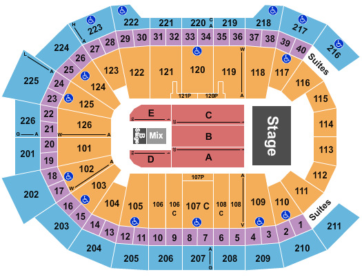 Giant Center Seating Chart: Endstage with B Stage