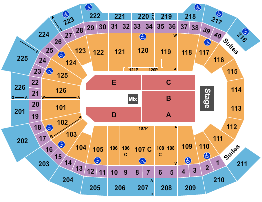Giant Center Seating Chart: Endstage Flr A-E