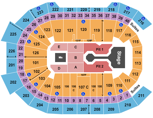 Giant Center Seating Chart: Josiah Queen