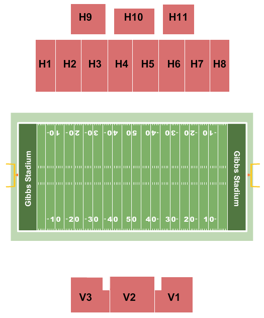 Gibbs Stadium Seating Chart: Football