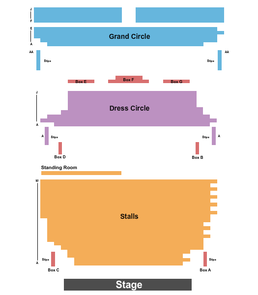 Gielgud Theatre Seating Chart: Endstage w/ GA