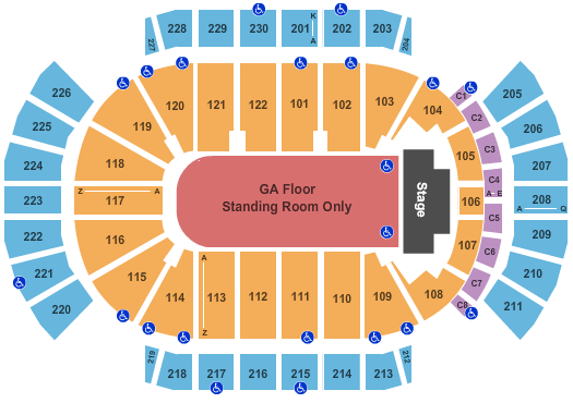 Mana Tickets | Seating Chart | Gila River Arena | End Stage GA Floor