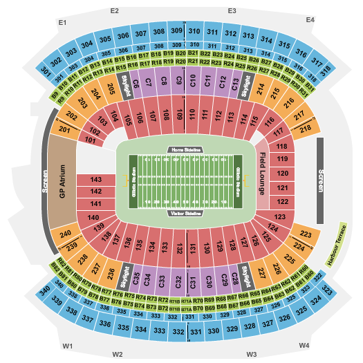 Gillette Stadium Seating Chart: Football NO VFS