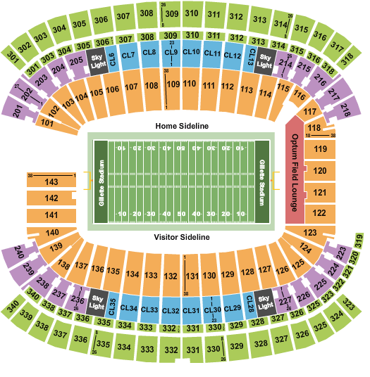 Gillette Stadium Seating Chart: Football