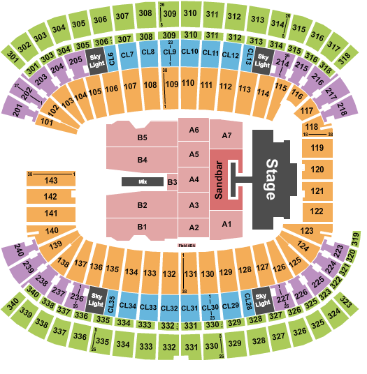 Gillette Stadium Seating Chart: Kenny Chesney 1