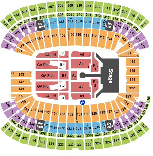 Gillette Stadium Concert Interactive Seating Chart
