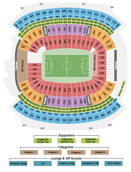 Gillette Stadium Seating Chart: Soccer WC Category 3