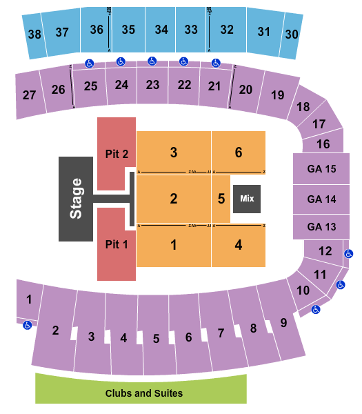 Glass Bowl Seating Chart: Zac Brown