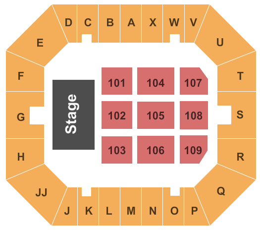 Harding Mazzotti Arena Seating Chart: End Stage