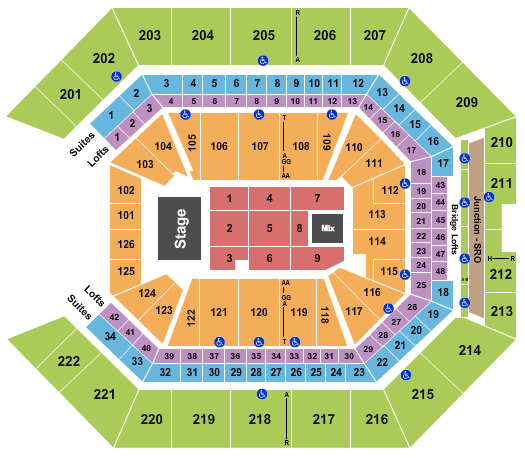 Golden 1 Center Seating Chart: Endstage 2