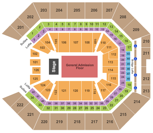 Golden 1 Center Seating Chart: End Stage GA