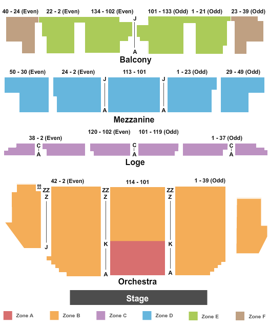 Golden Gate Theatre Seating Chart