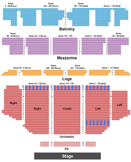 Golden Gate Theatre Seating Chart: Endstage Pit