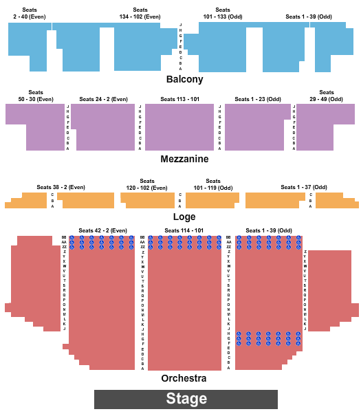 Golden Gate Theatre Seating Chart: Endstage