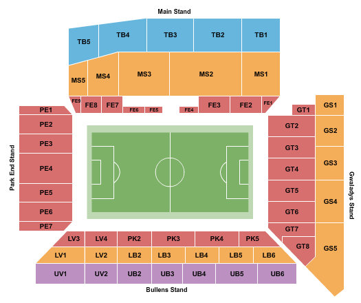 Goodison Park Seating Chart: Soccer - Static