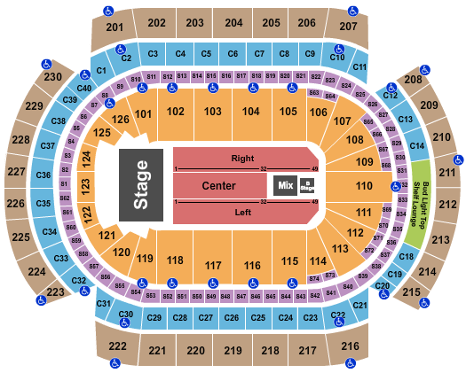 Grand Casino Arena Seating Chart: Endstage with B Stage