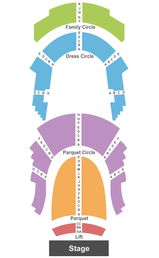 Copeland Hall At Grand Opera House - DE Seating Chart: End Stage