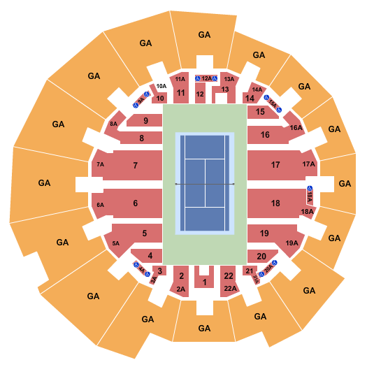 Grandstand Stadium at National Tennis Center Seating Chart: Tennis