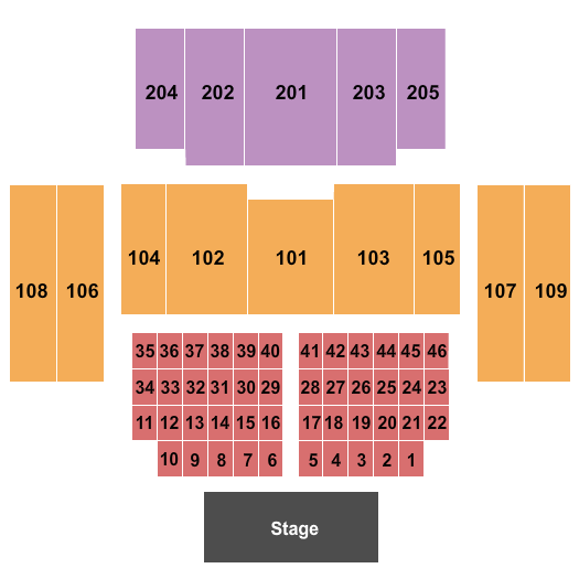 Great Hall at Charles F. Dodge City Center Seating Chart: Endstage Tables