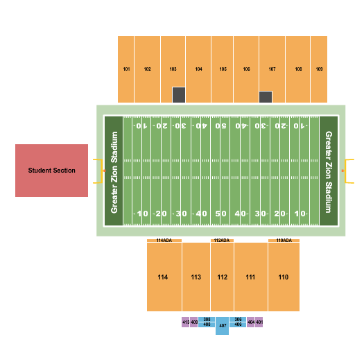 Greater Zion Stadium Seating Chart: Football