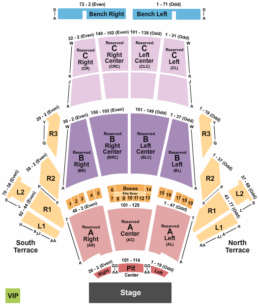 Greek Theatre - Los Angeles CA Seating Chart: Endstage 3