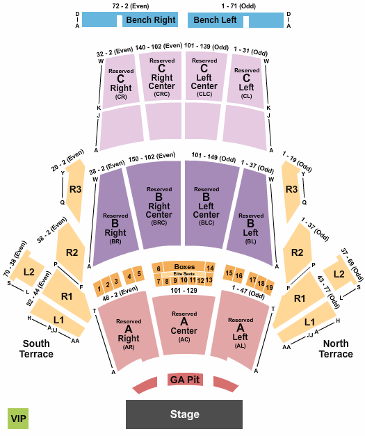 Greek Theatre - Los Angeles CA Seating Chart: End Stage GA Pit