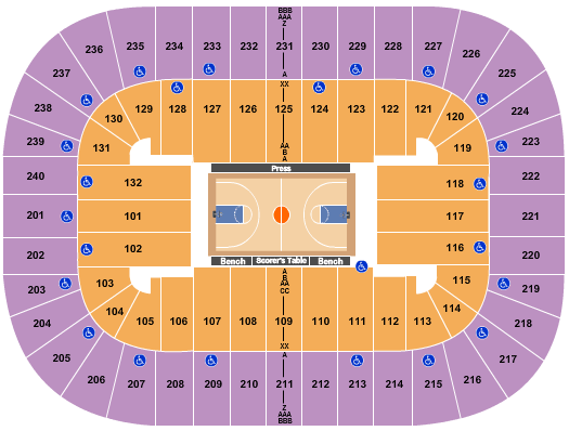 Greensboro Coliseum At Greensboro Coliseum Complex Seating Chart: Basketball