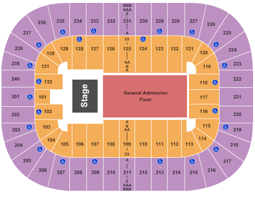 Greensboro Coliseum At Greensboro Coliseum Complex Seating Chart: End Stage GA Floor