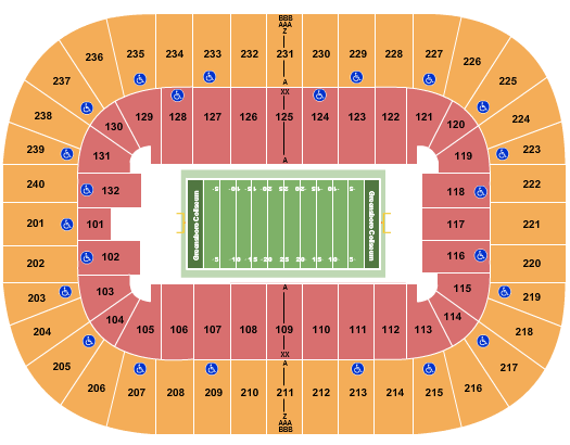 Greensboro Coliseum At Greensboro Coliseum Complex Seating Chart: Football
