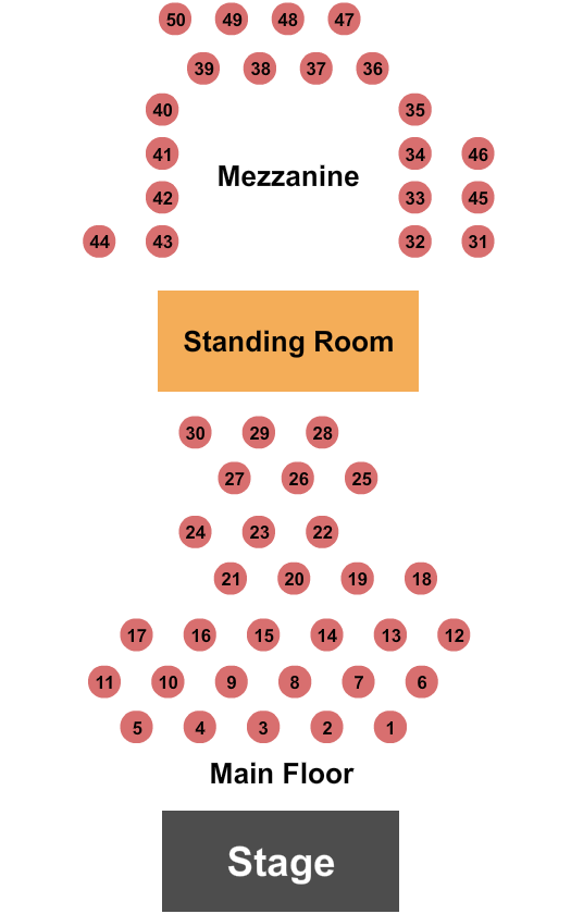 Grewal Hall at 224 Seating Chart: Endstage Tables