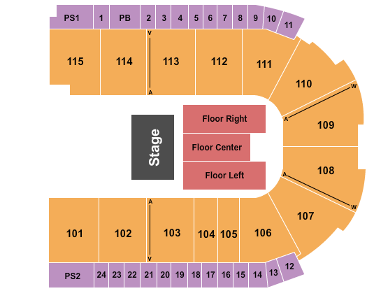 Grossinger Motors Arena Seating Chart: Half House 2