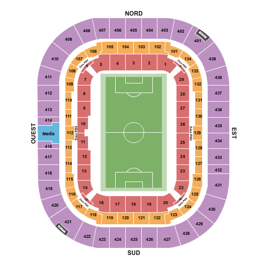 Groupama Stadium Seating Chart: Soccer - Static