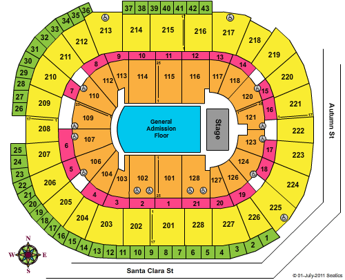 HP Pavilion Seating Chart