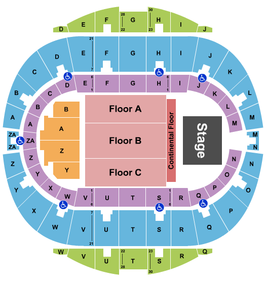 Hampton Coliseum Seating Chart: Endstage Cont. Floor