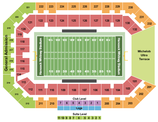 Hancock Whitney Stadium Seating Chart: Football - Senior Bowl