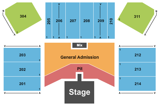 Hard Rock Live At Etess Arena Seating Chart: Endstage GA Flr & Pit w/ Catwalk