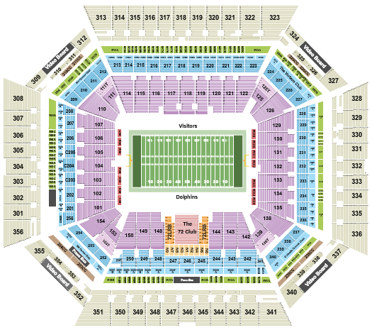 Hard Rock Stadium Seating Chart: Football Dolphins Row
