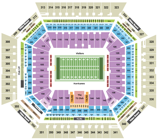 Hard Rock Stadium Seating Chart: Football - Hurricanes