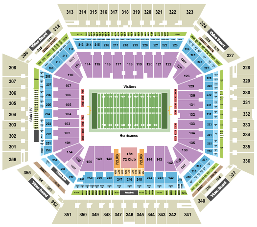 Miami Hurricanes Cornerstone Club Football Season Tickets