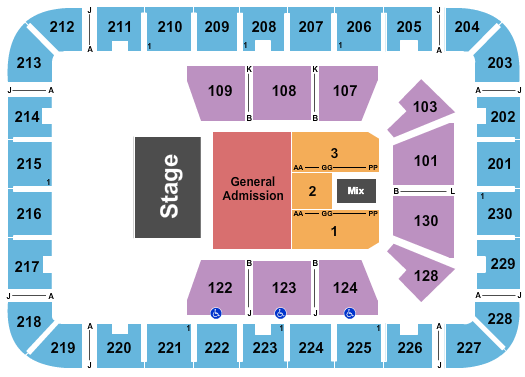 ExploreAsheville.com Arena at Harrah's Cherokee Center Seating Chart: Endstage - GA & RSV Floor