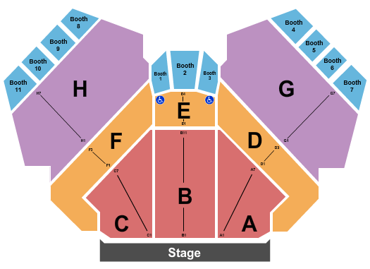 Harrahs South Shore Showroom Seating Chart: End Stage