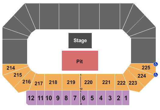 Heartland Events Center Seating Chart: Endstage GA PIT 2