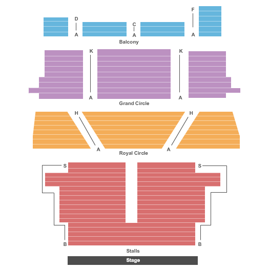 His Majesty's Theatre - London Seating Chart: End Stage