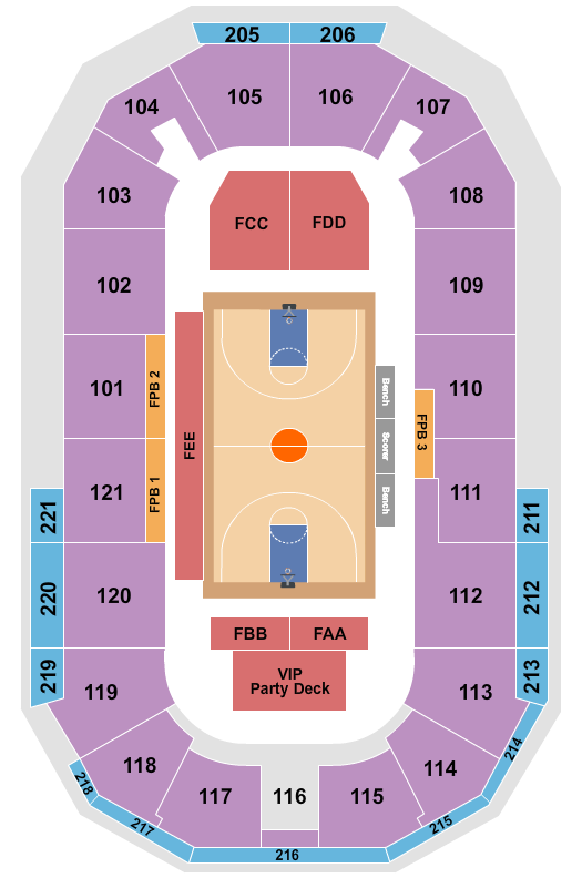 Hero Arena At Mountain America Center Seating Chart: Basketball w/VIP Party Deck
